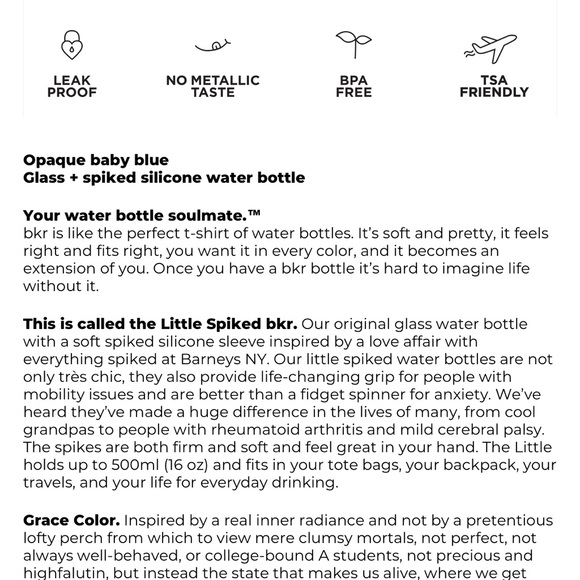 bkr 16oz Spiked Water Bottle - Picture 4 of 5